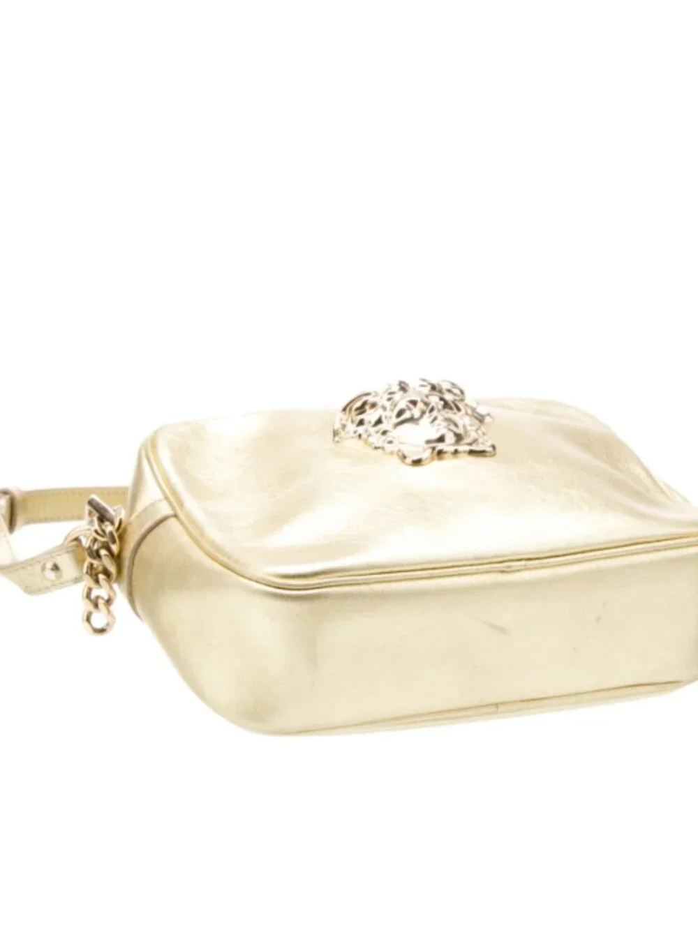 VERSACE Gold Leather Medusa Crossbody Bag
